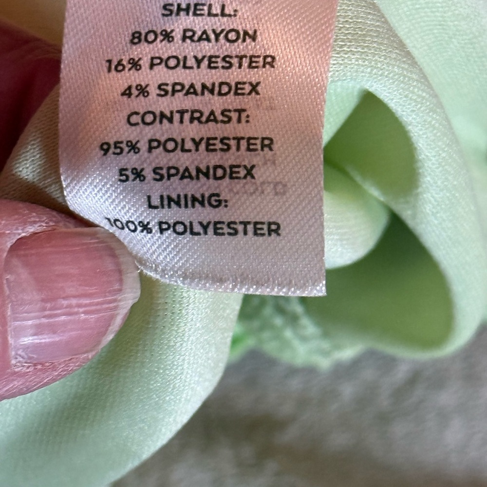 Lulu's Light Green Knit Adjustable Tie Halter Faux Wrap Bodysuit Medium - Picture 3 of 7
